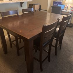 Bar Height Wooden Dining Table W/ Leaf In Box