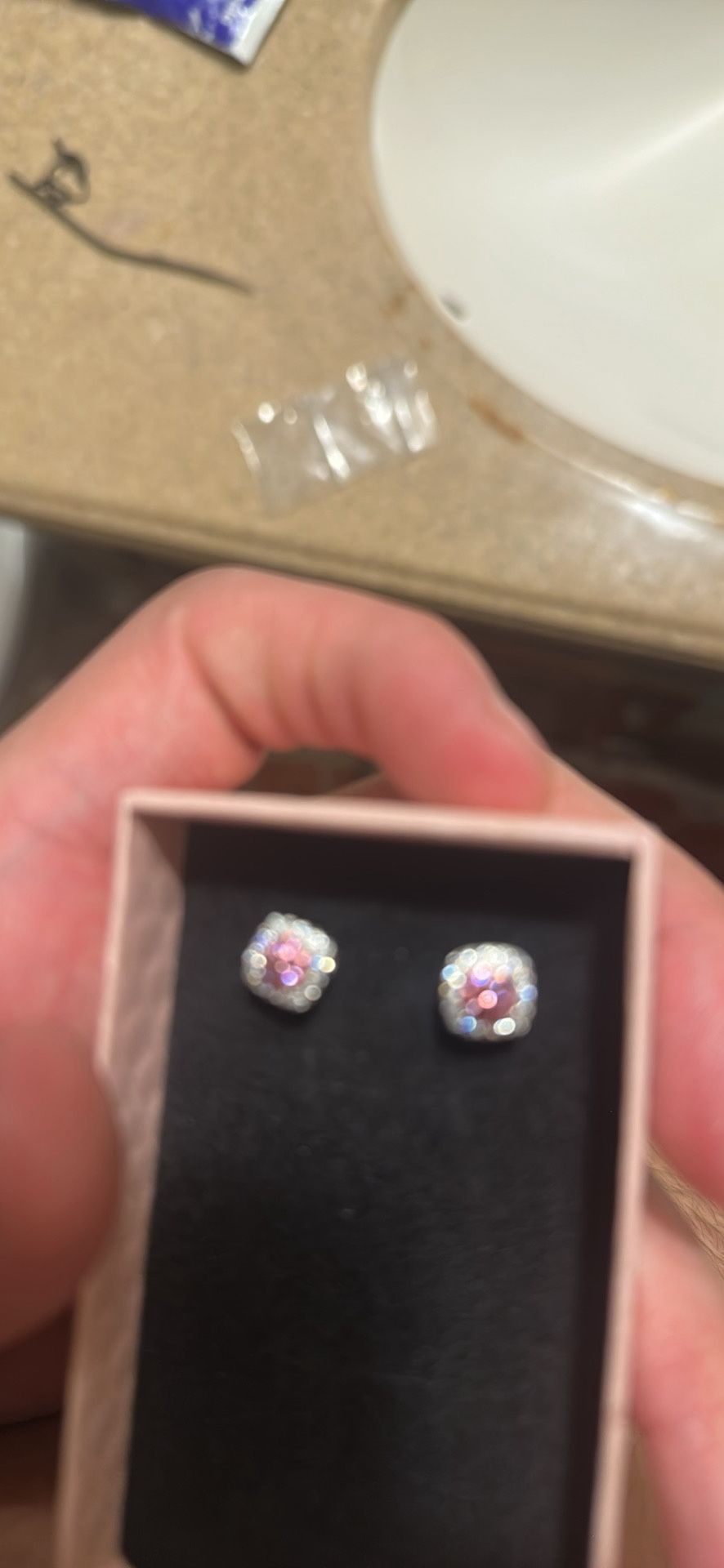 Pink Moissanite Earrings Passes Diamond Tester