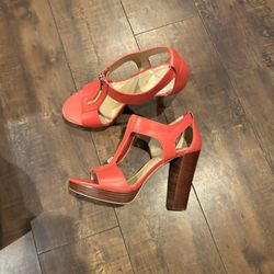 Orange platform heels
