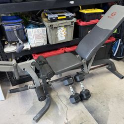 Weight Bench With Two 35lb Dumbbells 