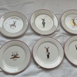 Rainbow Mountain Santa’s Reindeer Salad:Dessert Plates 8 1/4” Set Of  16 Never Used Mint Condition Limited Edition 