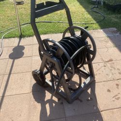 Suncast Hose Reel Cart with Wheels And Tray 175ft– Heavy Duty & Portable