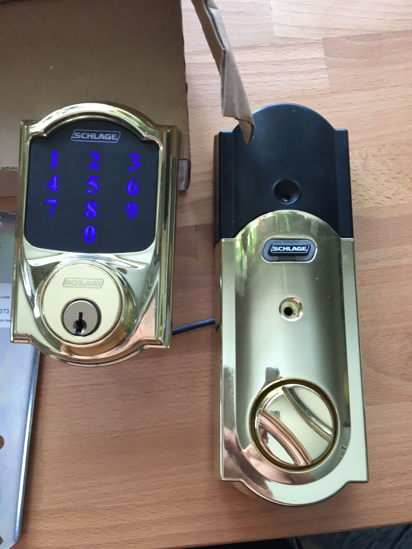 Schlage gold/brass keycode door lock