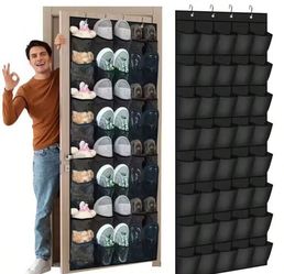 Over The Door Shoe Organizer With 40 Clear Pockets, Hanging Closet Storage Rack For 20+ Pairs Of Shoes, Waterproof PVC Space-Saving Headphone & Cell P