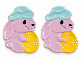 Easter Bunny Ceramic Plates Set of 2
