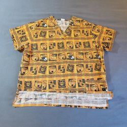 Halloween Scrubs Uniform Top Scrub XL Extra Large Orange Pumpkin Jack-O'-Lantern Shirt