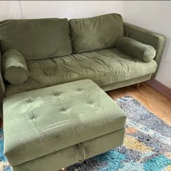 Joybird Small Couch and Storage Ottoman