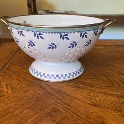 Villeroy And Boch  Colander Blue and White Enamel Over Metal 