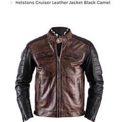 Helston Cruiser Leather Jacket- Camel/black