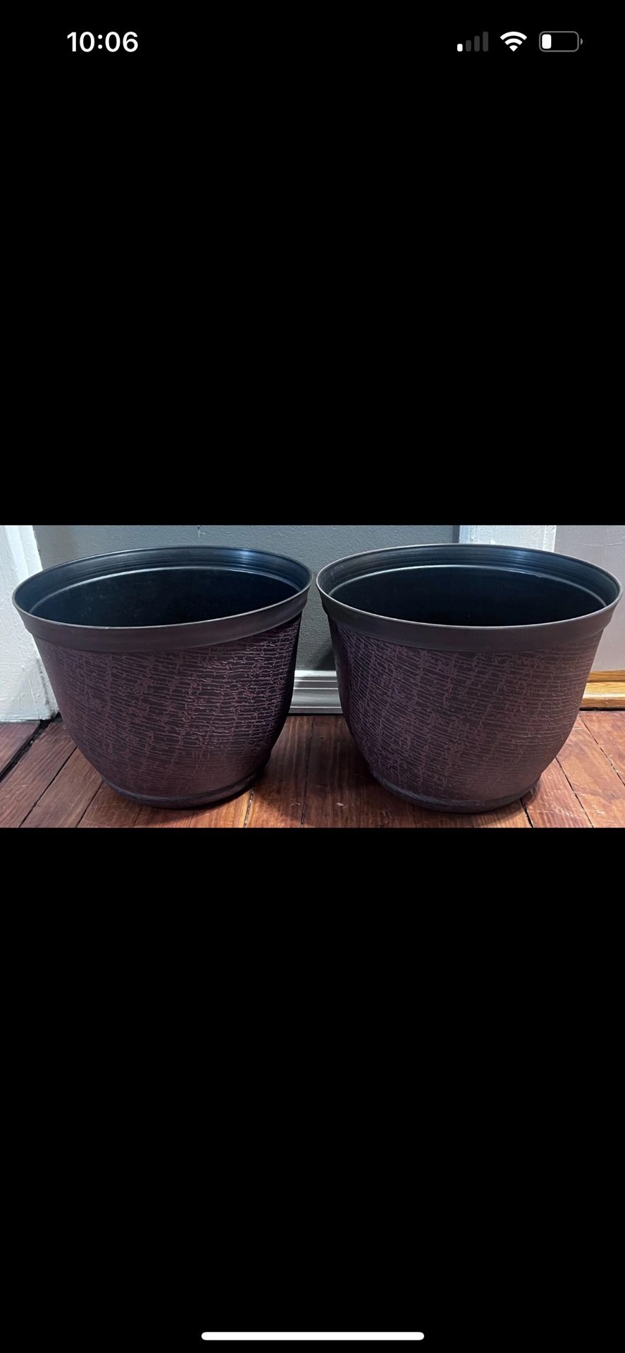 Lot of 2: Cronus 12.5" X 9.6" 13 Qt. Hot Coal High-Density Resin Outdoor Planter