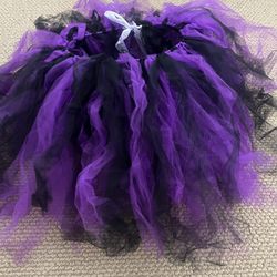 Girls Tie Back Black Purple tulle skirt Halloween Witch Dress Up