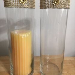 Glass Hurricane Candle Holders Set Of 2