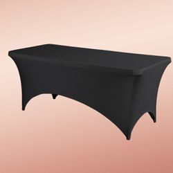 6ft Rectangle Spandex Table Covers In Black 