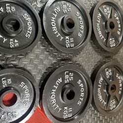 Vintage/Reconditioned Olympic  Weights Plates  SPORT AUTHORITY : 45s, 35s, 25s, 10s & 5s . Brute#240