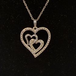 Diamond Heart Necklace 925 Chain 