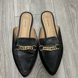 Women's Black Slip-on Mules Flats Shoes Size 9