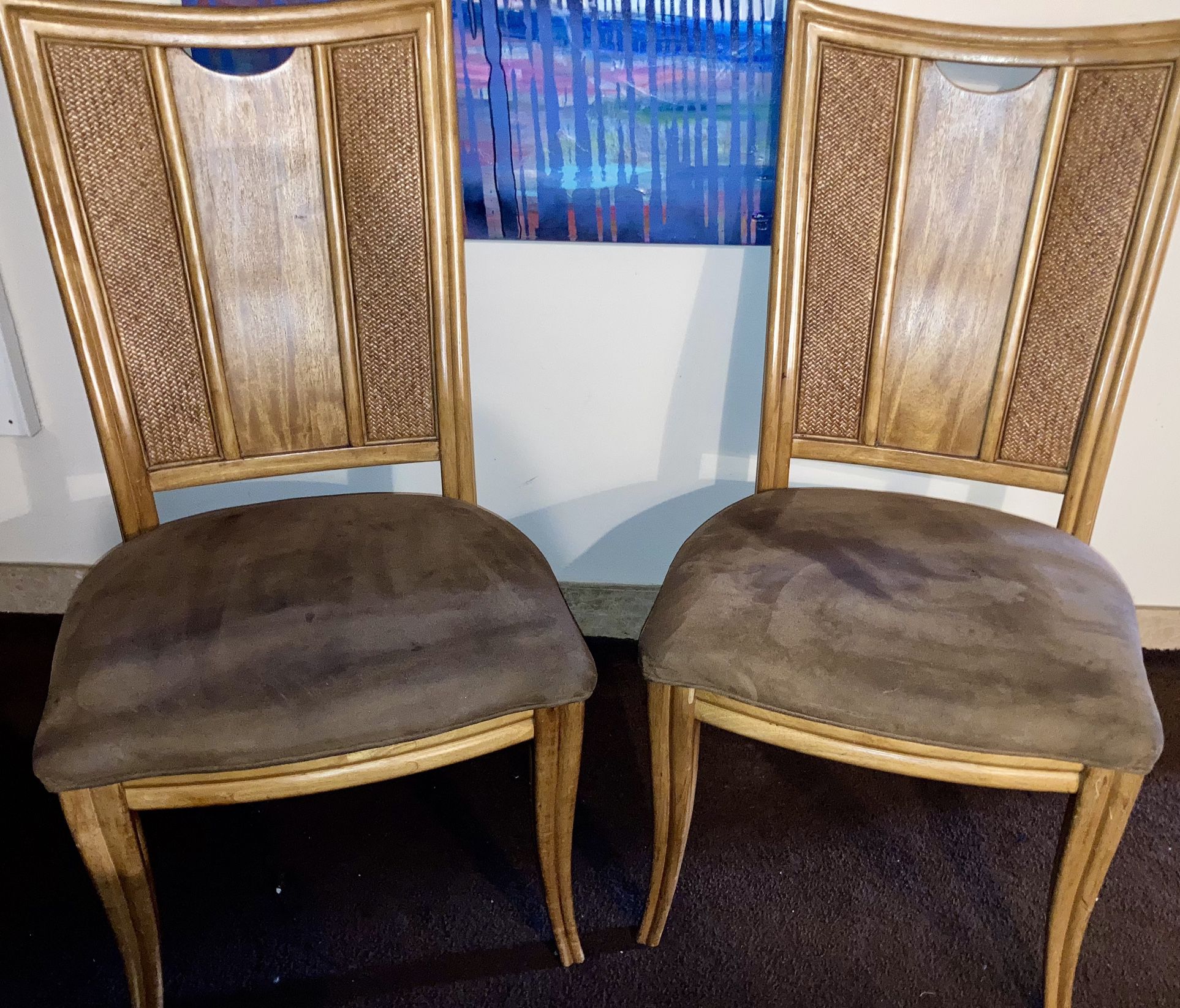Pair Of Vintage Antigua Toasted Almond Dining Chairs