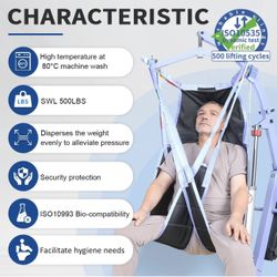 Universal Divided Leg Sling with Head Support, Padded Patient Lift Sling for Transfer, Lifting or Positioning