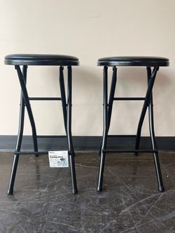 Pair Of Vinyl Padded Folding Stools