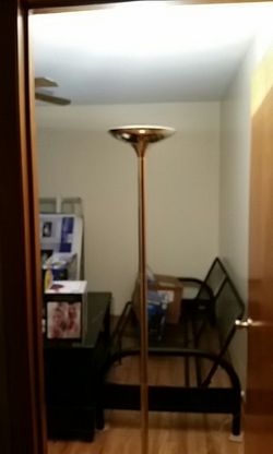Gold Pole Lamp Works Great with Dimmer Switch