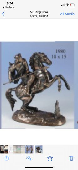 Gun Metal/ Bronze #1980, Hunter On Horse 18x15”