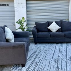 Grey Sofa Set – 3-Seater + Loveseat | Clean | Free Delivery