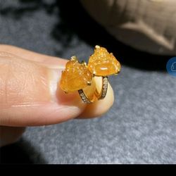 Au750 Natural Jade Buddha Earrings