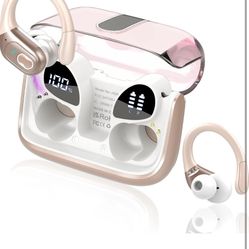 Wireless Earbuds Bluetooth 5.4 Headphone, HiFi Stereo Over Ear Bud, ENC Noise Cancelling Mic, Rose
