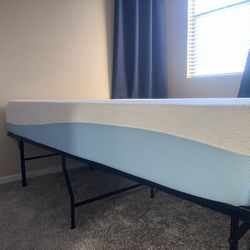 Queen Size Memory Foam Mattress & 14in Metal Storage Frame 
