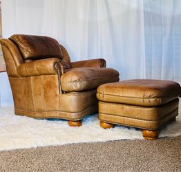 Hancock & Moore Austin Collection Leather Chair & Ottoman FREE DELIVERY