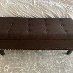 Brown Fabric Ottoman With storage 