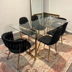 Black Gold Dining Table For 6 People