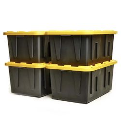Set of 4 - Large Storage Bin, 27 Gallon Plastic Storage Container with Snap-On Lid