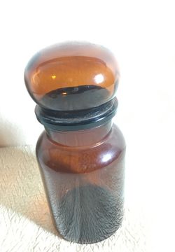Vintage Amber Belgium 8 3/4" Apothecary Bottle With Stopper