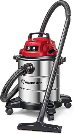 Vacmaster VOC508S 1101 5-Gal 4 Peak HP Stainless Steel Wet/Dry Vac Red