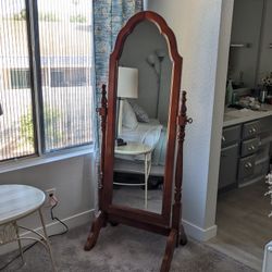 Antique Style Full-Length Wood Mirror