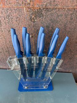 Wanbasion 10-piece titanium-coated blue kitchen knife set