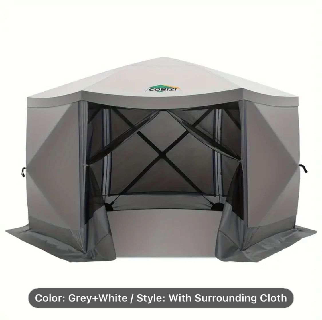 12x12ft Pop Up Gazebo Screen Tent Canopy For Camping Portable Screen House With Netting & Carry Bag For 8-10 Person