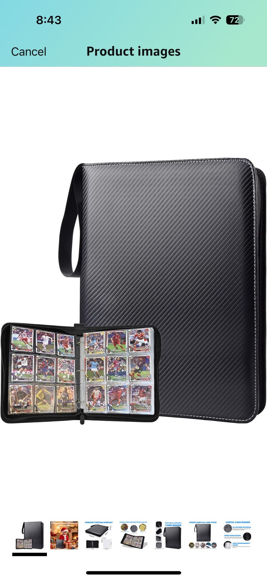 Portable 9-Pocket Trading Card Binder, Holds 990 Cards with 55 Removable Double-Sided Sleeves, Baseball Card Binder Card Storage Organizer Album for B