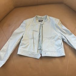 Powder Blue Leather Jacket