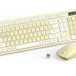 Wireless Keyboard And Mouse Combo, Full-Sized Wireless Keyboard And Adjustable DPI Mouse, 2.4GHz USB Receiver, Silent Keyboard And Mouse For PC, Windo