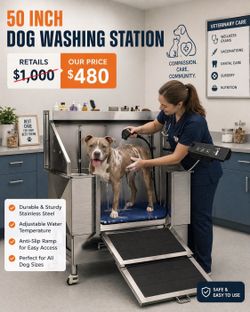Cammoo 50 Inch Dog Washing Station worth $1000