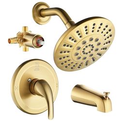 CATTSHO Shower Faucet Set Brushed Gold | $80 on Amazon