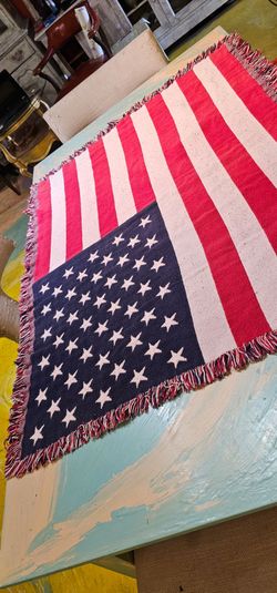 Collectible USA Flag Throw Cotton 46 x 35 blanket used