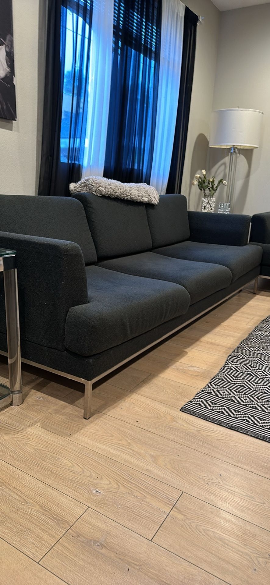 Two Piece Black Couch Set