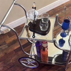 Lovely Mirrored Service Table On Wheels 