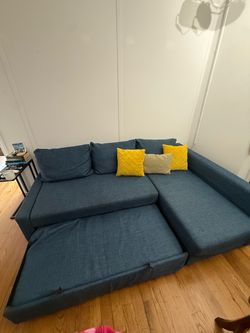Blue Sectional Sofa Bed with storage