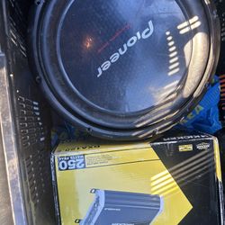 12” Pioneer Subwoofer  And Amp