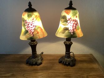 Glynda Turley Reverse hand painted glass 12” lamps 2002
