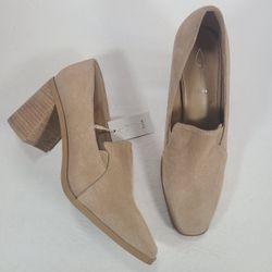 Joie Wevenly Tan Suede Block Heel Closed Toe Heeled Shoes Women Size 8.5M